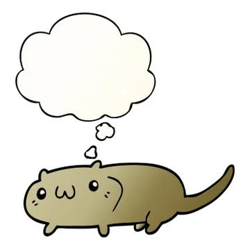 Cartoon cat and thought bubble in smooth gradient style Stock Illustration