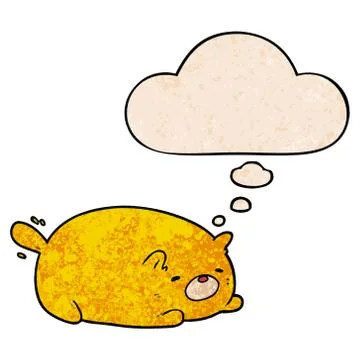 Cartoon cat and thought bubble in grunge texture pattern style Stock Illustration