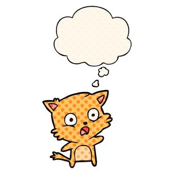 Cartoon cat and thought bubble in comic book style Stock Illustration