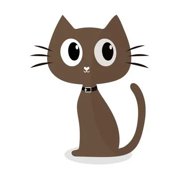 Cartoon Cat with Black Collar Stock Illustration