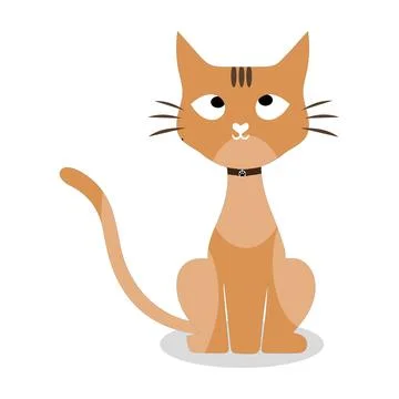 Cartoon Cat with Black Collar Stock Illustration