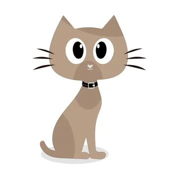 Cartoon Cat with Black Collar Stock Illustration