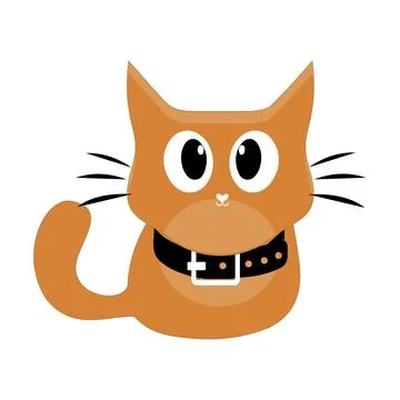 Cartoon Cat with Black Collar Stock Illustration