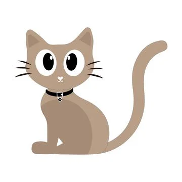 Cartoon Cat with Black Collar Stock Illustration