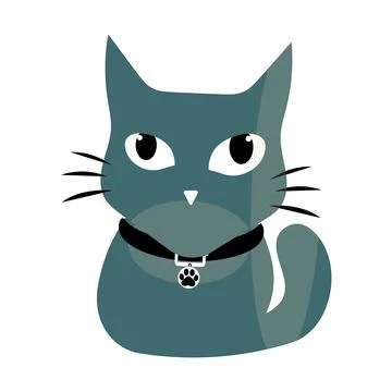 Cartoon Cat with Black Collar Stock Illustration