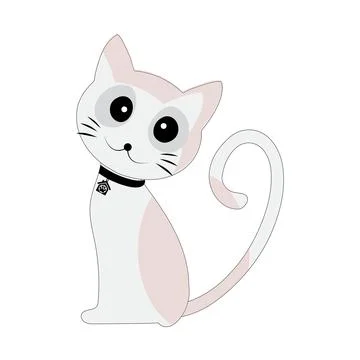 Cartoon Cat with Black Collar Stock Illustration