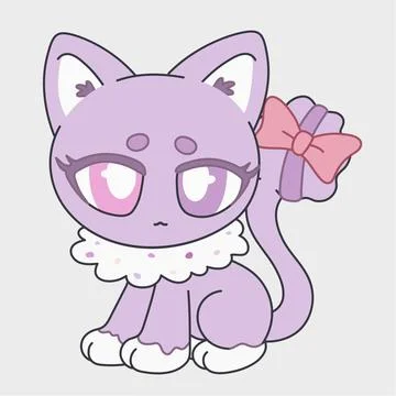 Cartoon cat with a bow. Charming and funny character. Cartoon mascot design. Stock Illustration
