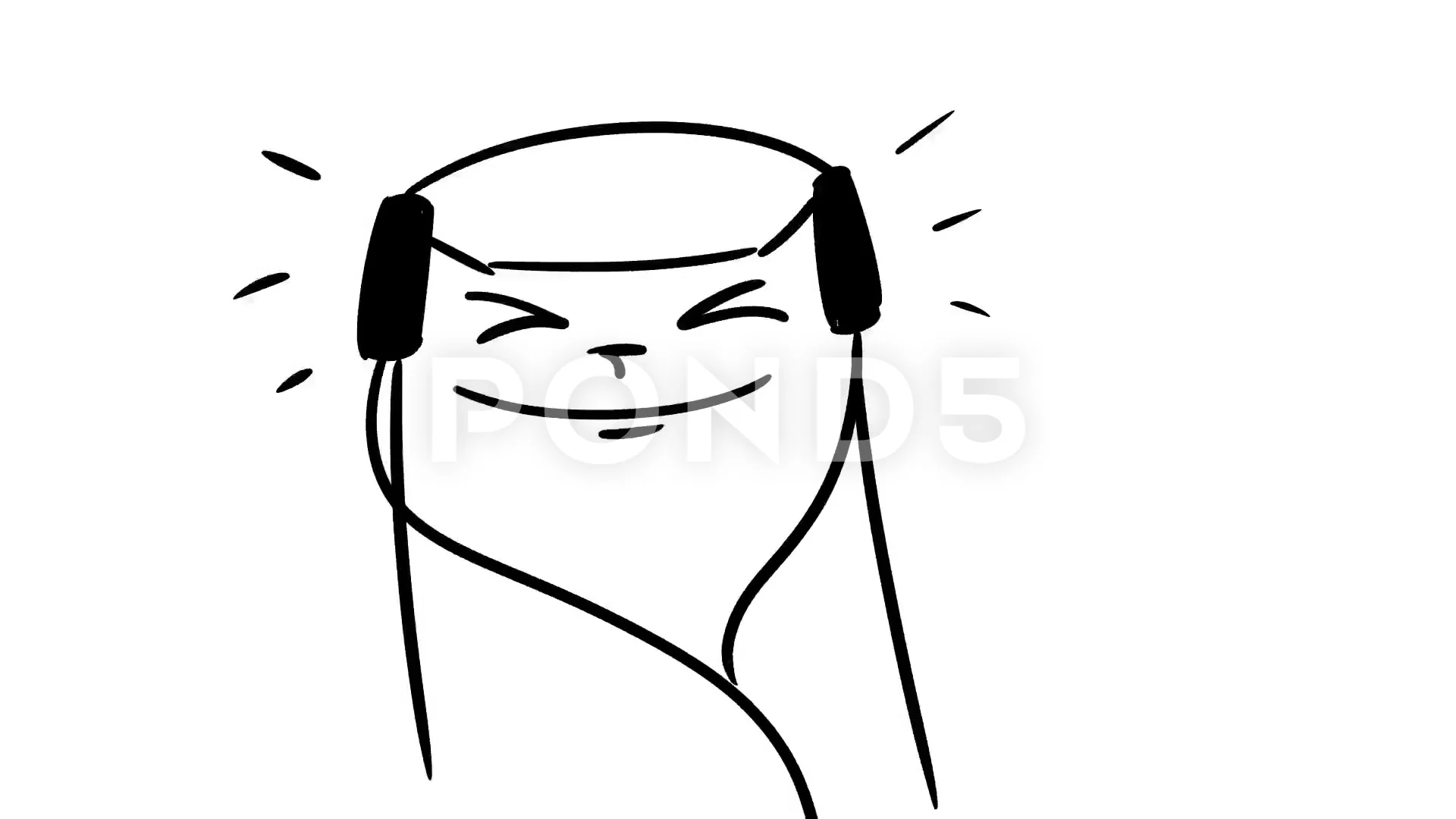 Cartoon cat in headphones listening to m... | Stock Video | Pond5
