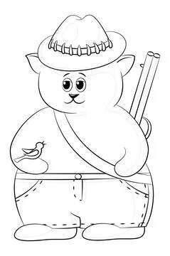 Cartoon Cat Hunter Stock Illustration
