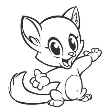 Cartoon cat outlined. Vector cat coloring illustration Stock Illustration