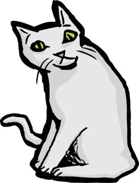 Cartoon Cat Over White Stock Illustration