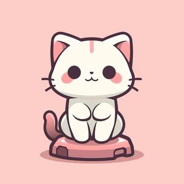 Cartoon cat on a pink background Stock Illustration