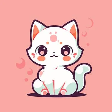 A cartoon cat with a pink background. Stock Illustration