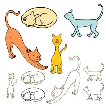 Cartoon cat set Stock Illustration