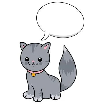 Cartoon cat with a speech bubble. Vector illustration Stock Illustration