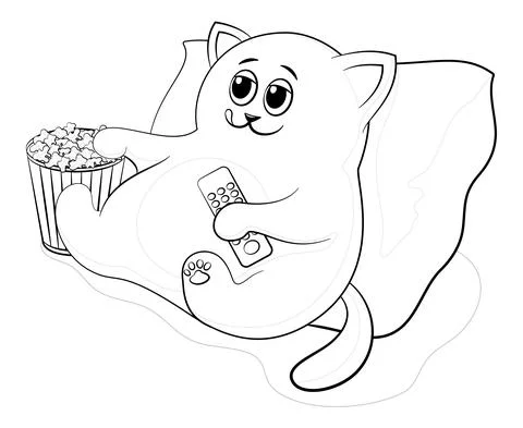 Cartoon Cat Televiewer Stock Illustration
