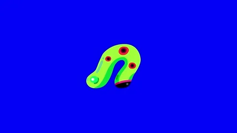 Cartoon caterpillar of butterfly or moth vivid green color on bluebox Stock Footage 304046872