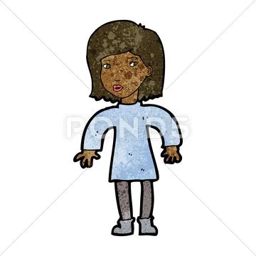 Cartoon cautious woman Stock Illustration