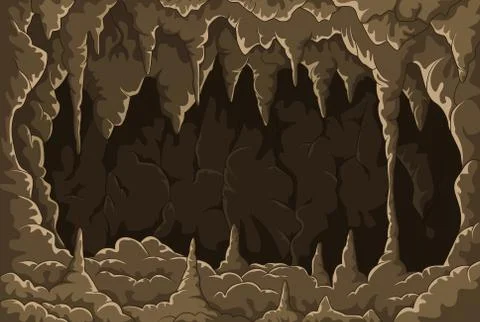 Cartoon the cave with stalactites 스톡 일러스트