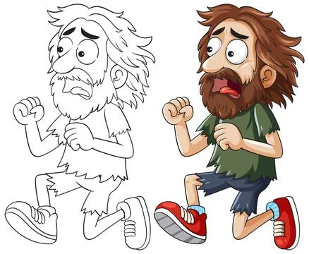 Cartoon Caveman Running in Panic Stock Illustration
