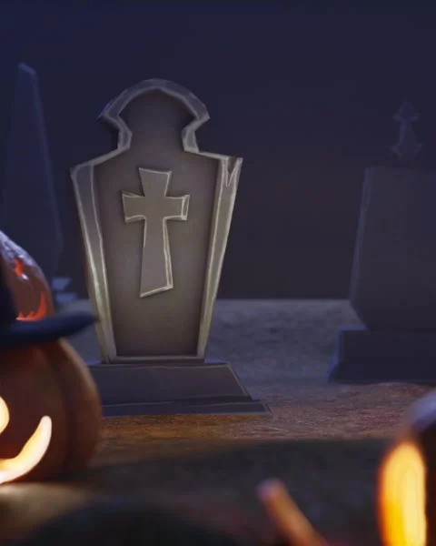 Cartoon cemetery background with copy space	 Stock Footage 285645959