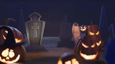 Cartoon cemetery background with copy space	 Stock Footage 285652469