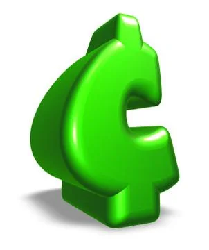 Cartoon cent symbol on white background - 3d illustration Illustrazione stock