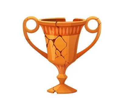 Cartoon ceramic ancient broken vase museum Stock Illustration