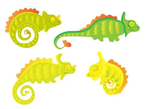 Cartoon Chameleon set Illustrazione stock