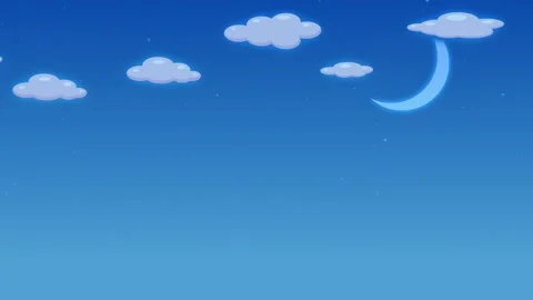 Cartoon Changing Day To Night Sky, With Clouds Stock Footage 240195979