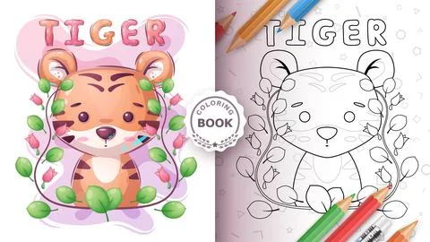 Tiger Head Coloring Book Illustration Antitress Coloring For