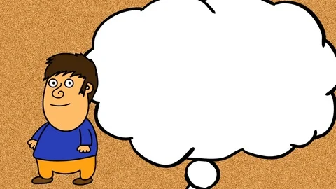 Cartoon character and speech bubble. Cork texture background version 1 Video stock 85905883