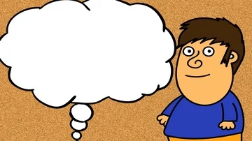 Cartoon character and speech bubble. Cork texture background version 2 Stock Footage 85905914