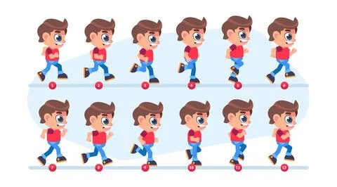 Cartoon character animation frames Stock Illustration