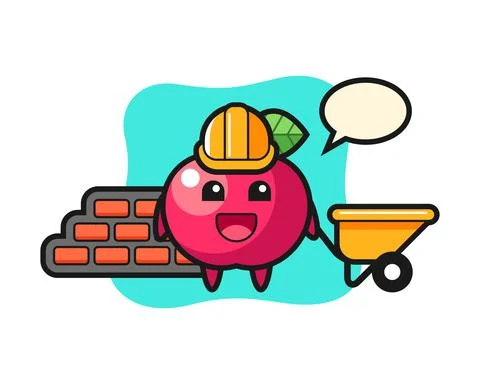 Cartoon character of apple as a builder Stock Illustration