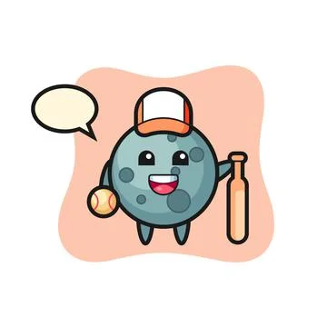 Cartoon character of asteroid as a baseball player Stock Illustration