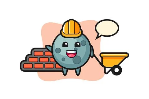 Cartoon character of asteroid as a builder Stock Illustration