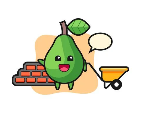 Cartoon character of avocado as a builder Stock Illustration