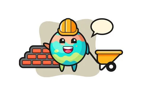 Cartoon character of bath bomb as a builder Stock Illustration