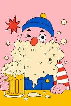 Cartoon Character with Beer Stock Illustration