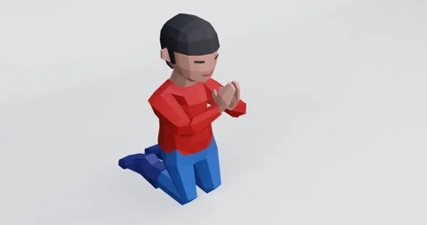 Cartoon character in begging desperate Stock Footage 196381114