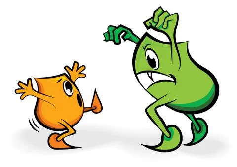 Cartoon character - blinky - scared of a spooky monster Stock Illustration