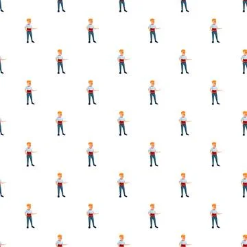 Cartoon character boy presenting in a seamless pattern 스톡 일러스트