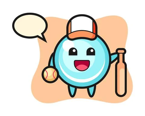 Cartoon character of bubble as a baseball player Stock Illustration