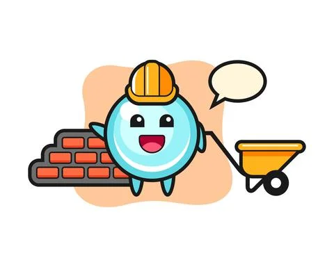 Cartoon character of bubble as a builder Stock Illustration