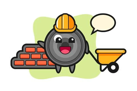 Cartoon character of camera lens as a builder Stock Illustration
