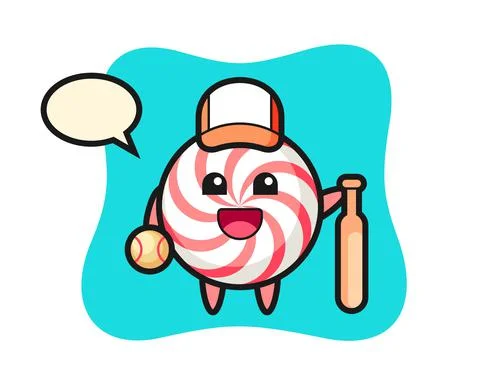 Cartoon character of candy as a baseball player Illustrazione stock