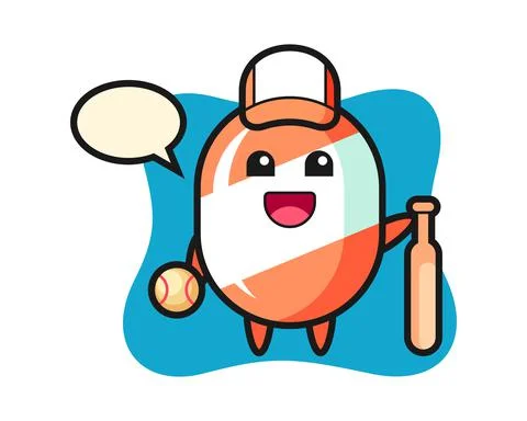 Cartoon character of candy as a baseball player Stock Illustration