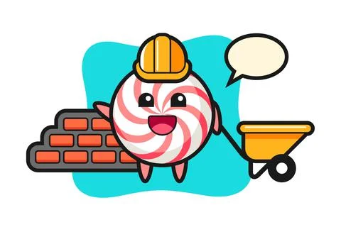 Cartoon character of candy as a builder Stock Illustration