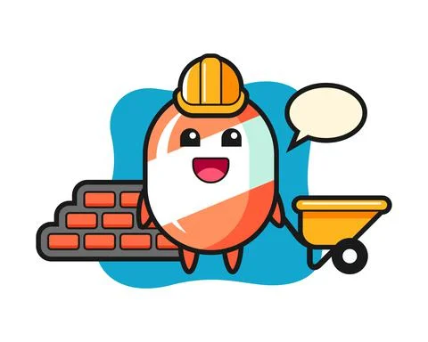 Cartoon character of candy as a builder Stock Illustration